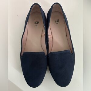 H&M Blue Flat Suede Shoes Almond toe